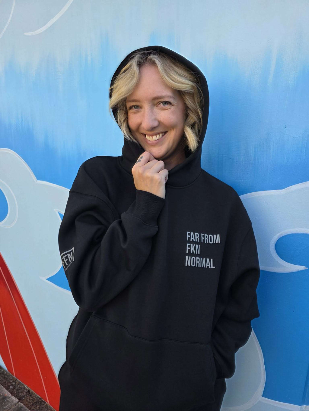 Midnight Stack Hoodie on model [model:female]