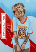 Limited Edition. Unisex Electric Roar Oversized Jersey on model [model:female]
