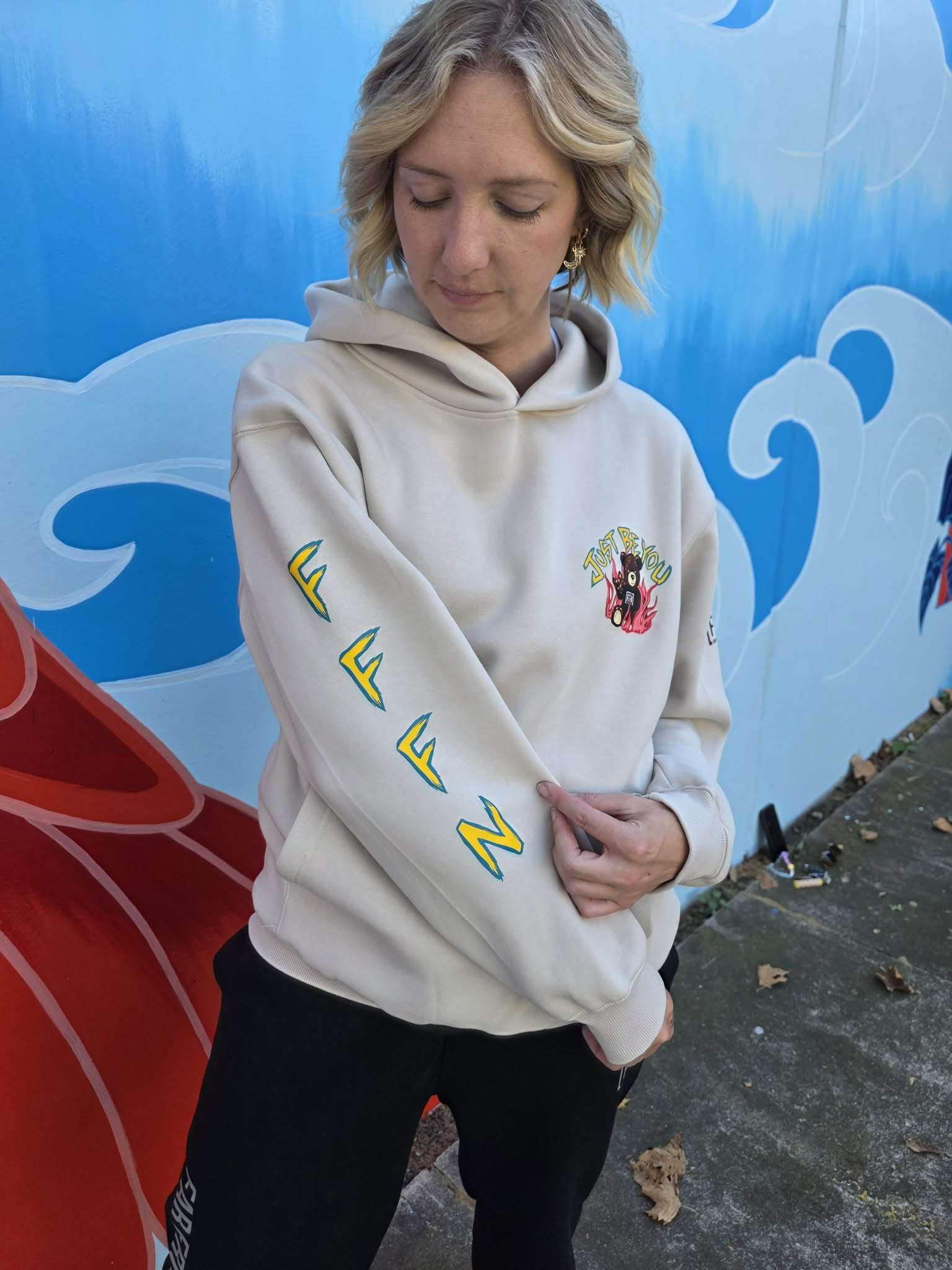 Limited Edition - Rhodes the Bear Hoodie on model