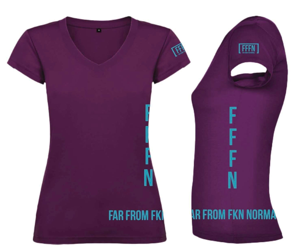 Purple :: Ladies V-Neck Side Logo T-Shirt