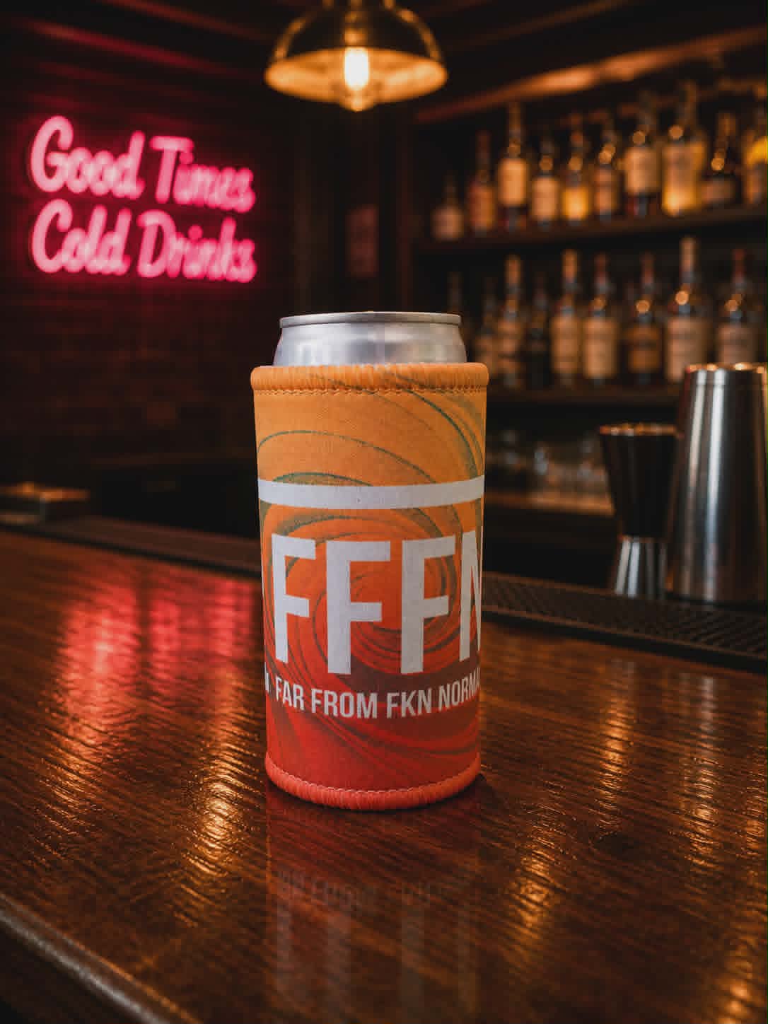 Solar Flare Stubby Holder on model
