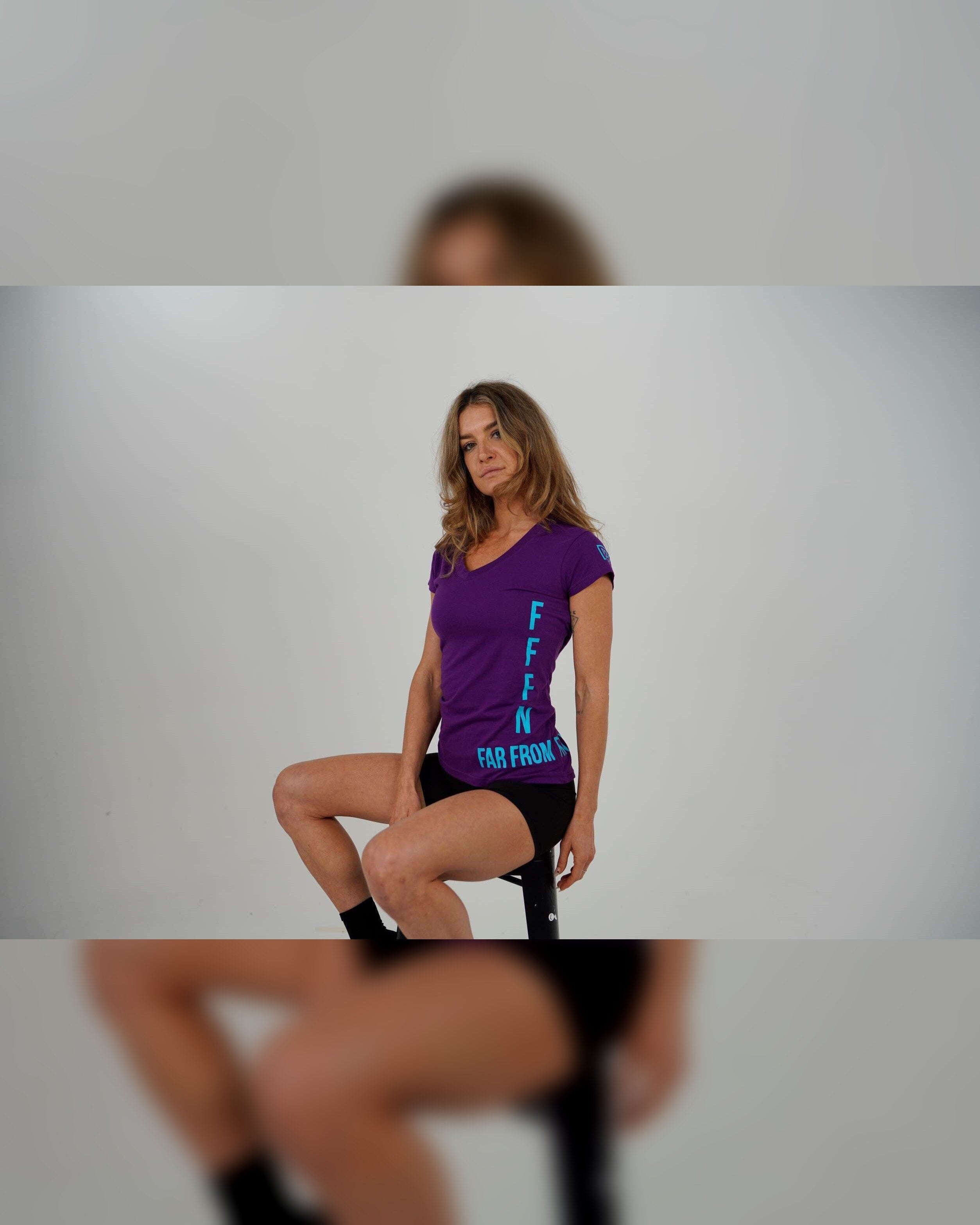 Purple :: Ladies V-Neck Side Logo T-Shirt