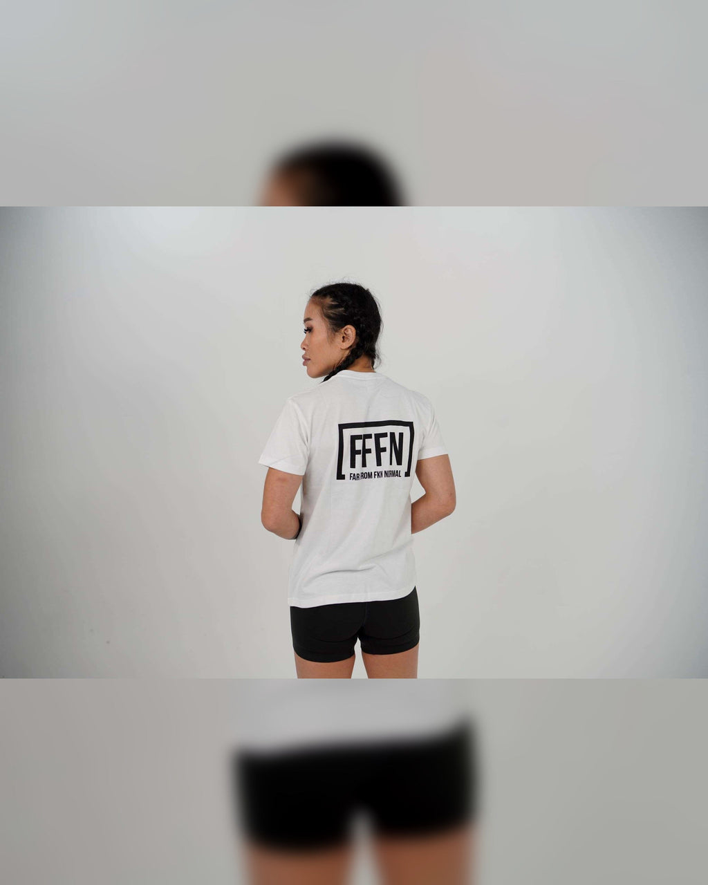 White :: Ladies V-Neck Rear Logo T-Shirt