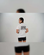 White :: Ladies V-Neck Rear Logo T-Shirt