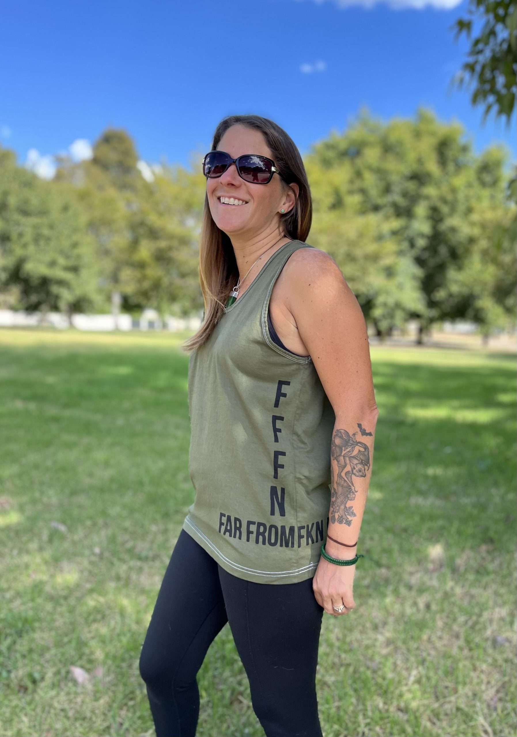 Green :: Unisex Side Logo Singlet