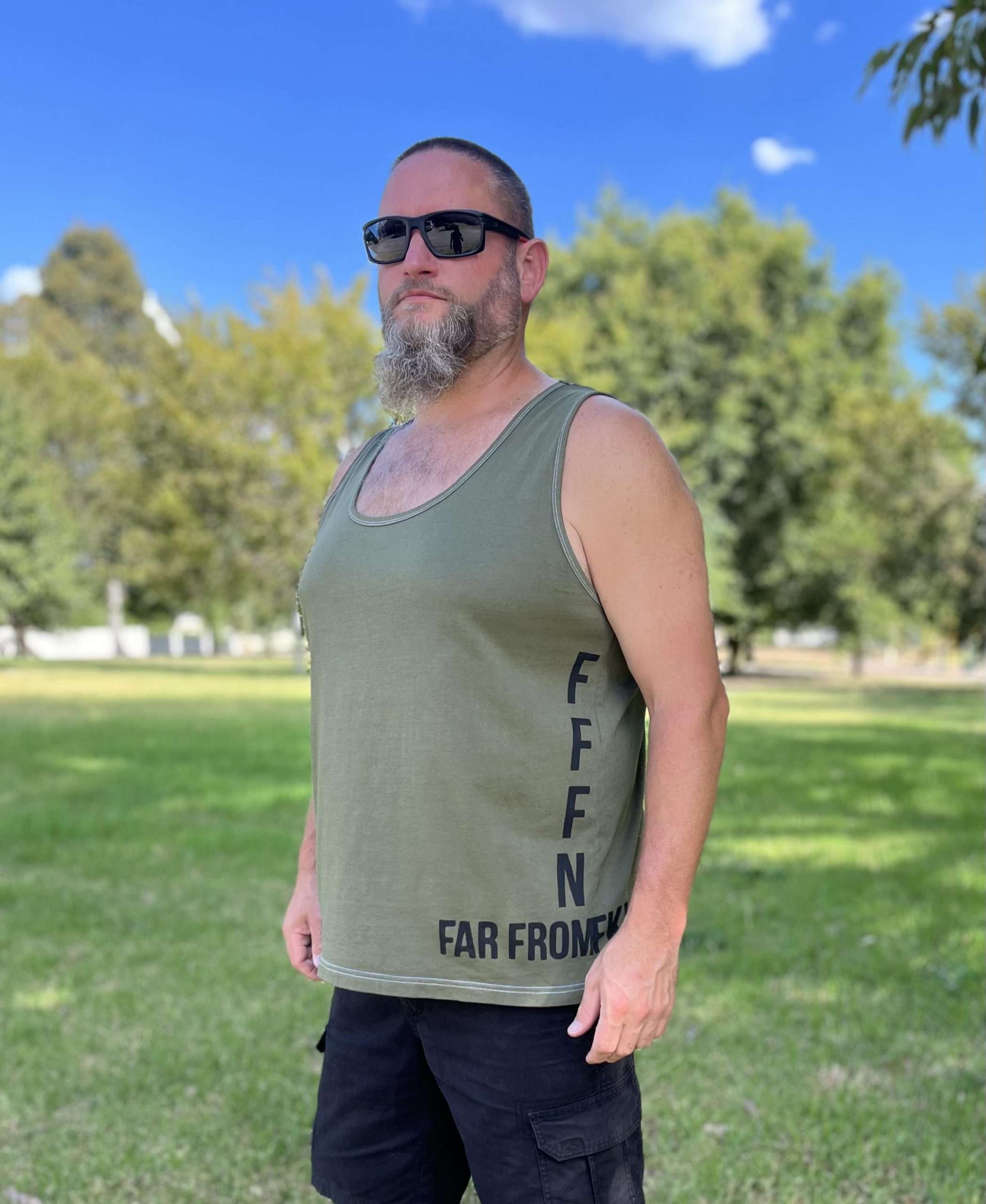 Green :: Unisex Side Logo Singlet