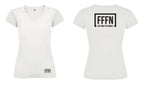 White :: Ladies V-Neck Rear Logo T-Shirt