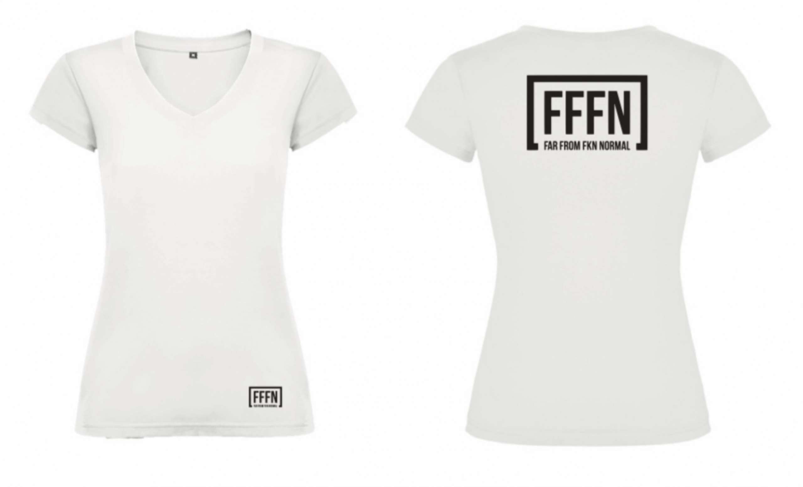White :: Ladies V-Neck Rear Logo T-Shirt