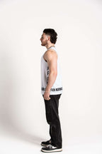 White :: Unisex Side Logo Singlet