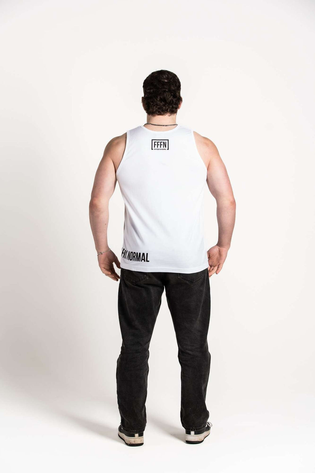 White :: Unisex Side Logo Singlet