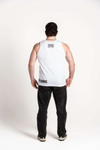 White :: Unisex Side Logo Singlet