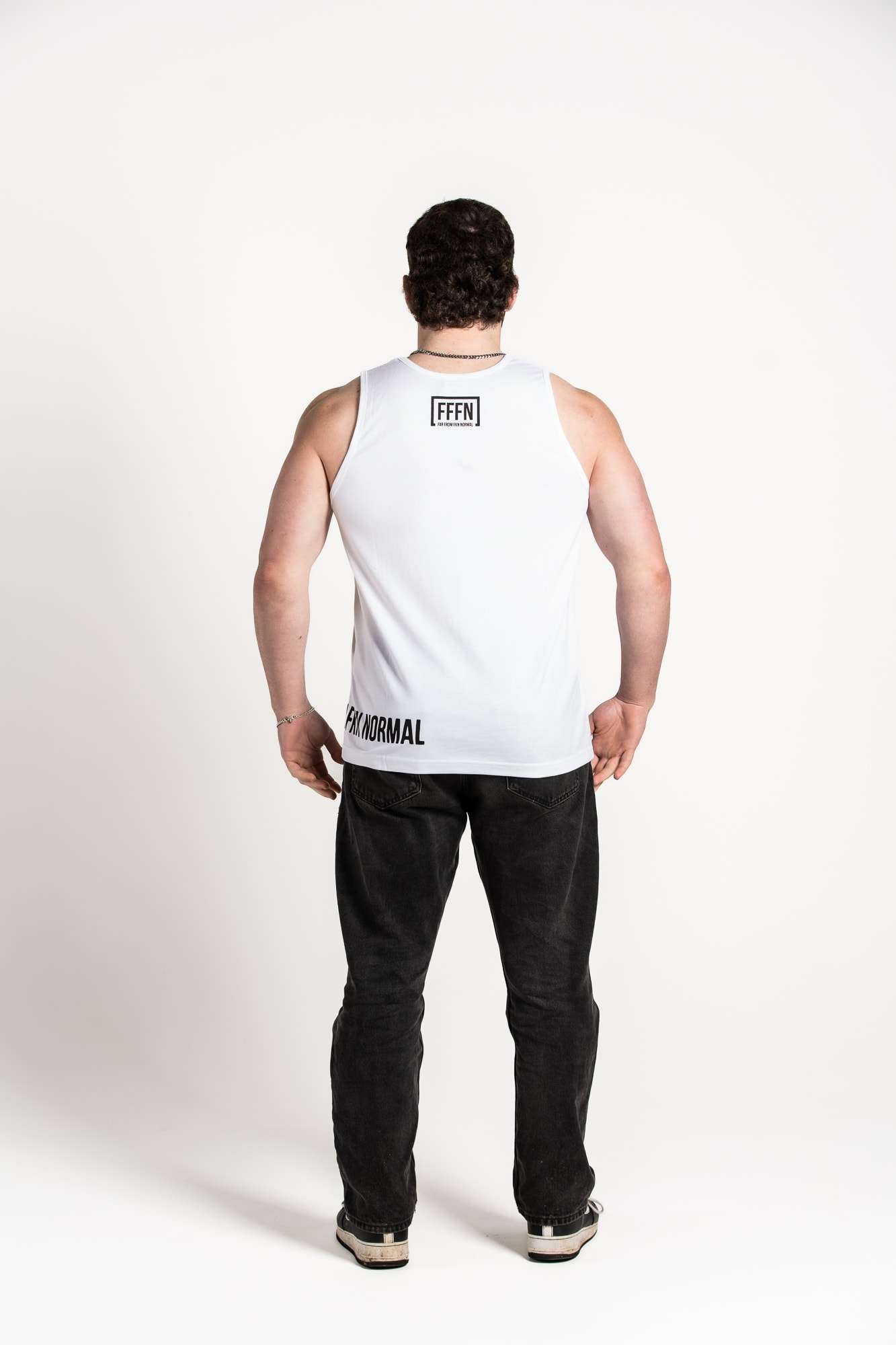 White :: Unisex Side Logo Singlet