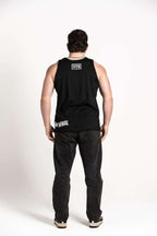 Unisex Black Side Logo Singlets on model [model:male]