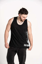 Unisex Black Side Logo Singlets on model [model:male]