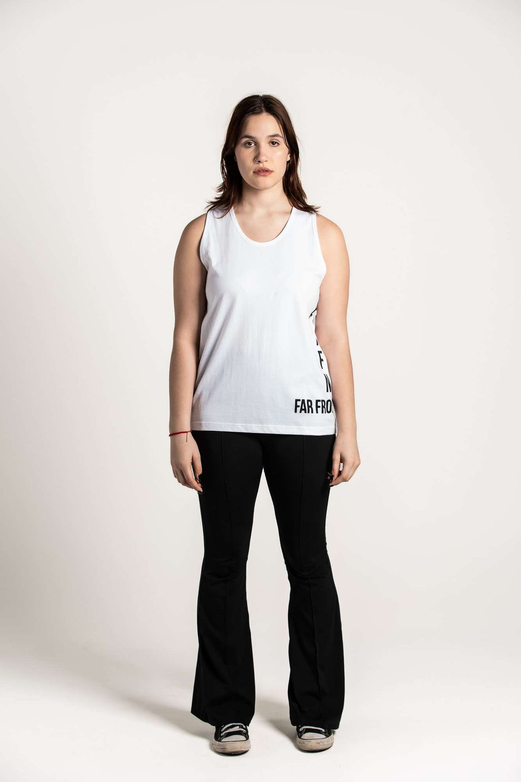 White :: Unisex Side Logo Singlet