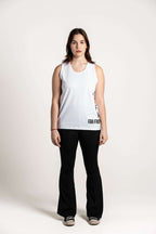 White :: Unisex Side Logo Singlet