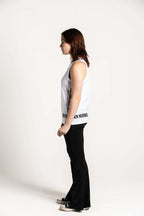 White :: Unisex Side Logo Singlet