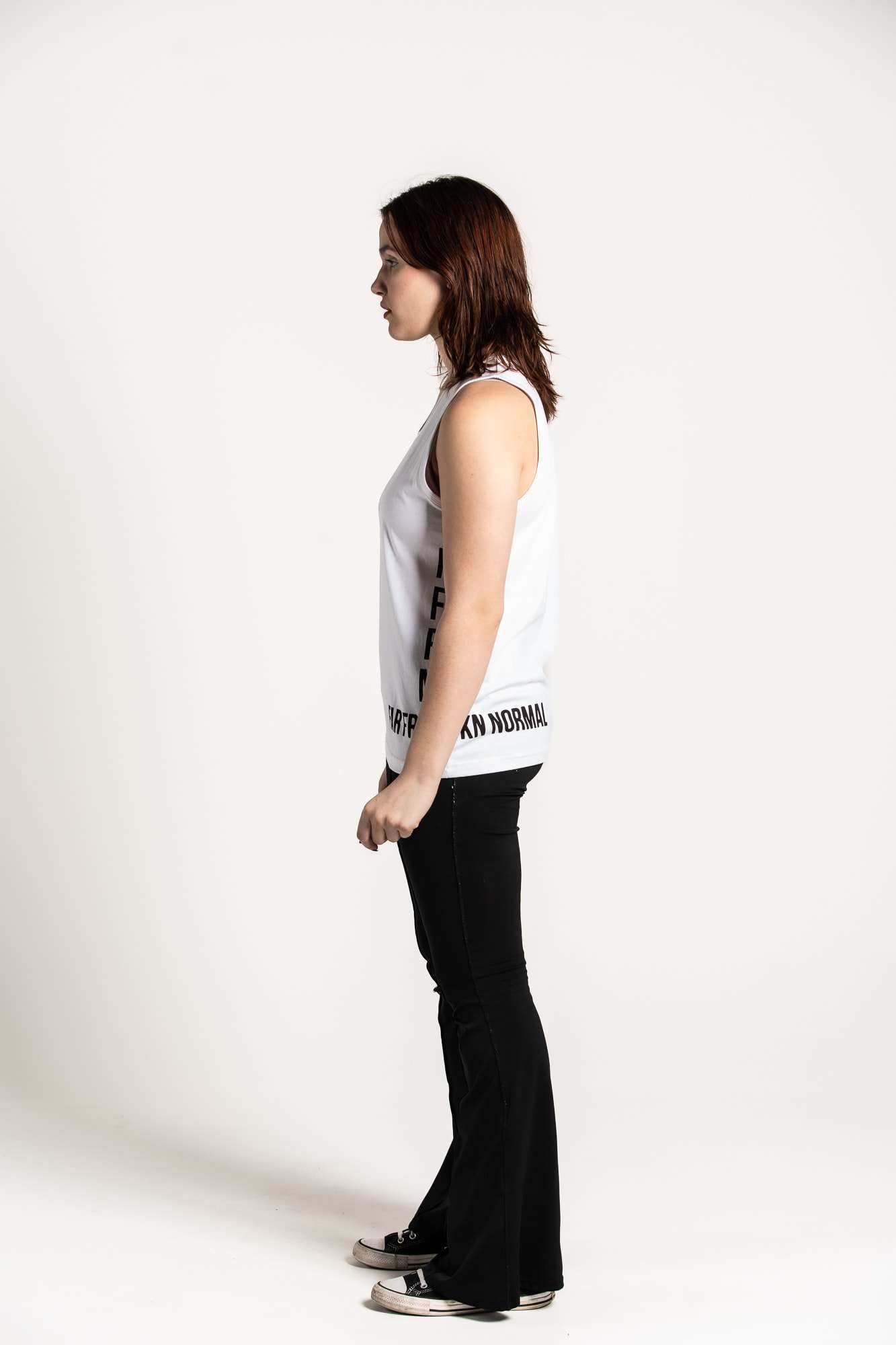 White :: Unisex Side Logo Singlet