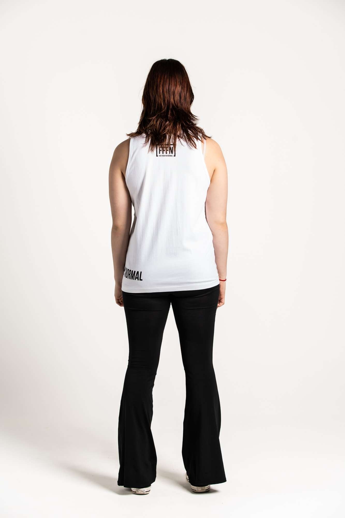 White :: Unisex Side Logo Singlet