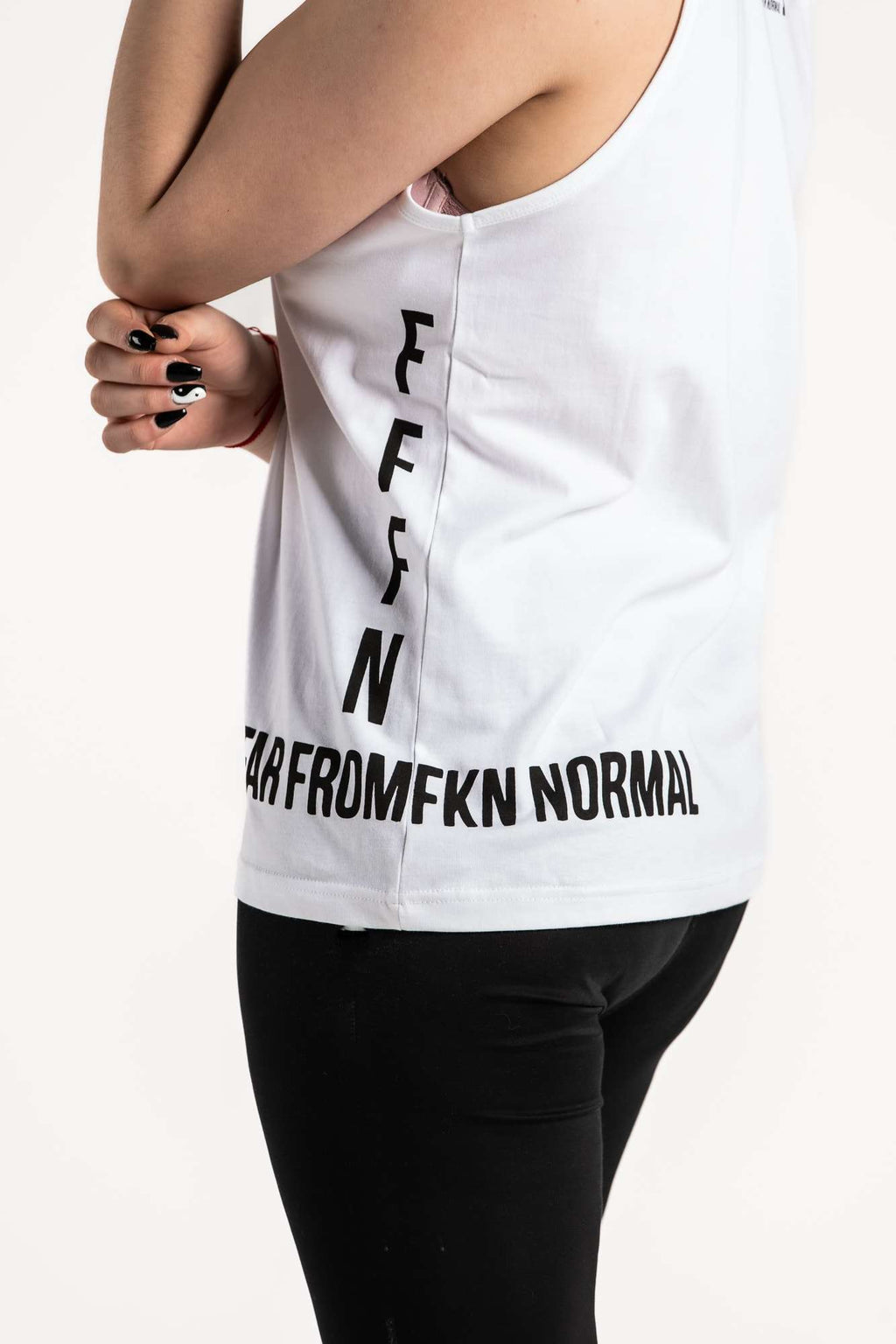 White :: Unisex Side Logo Singlet