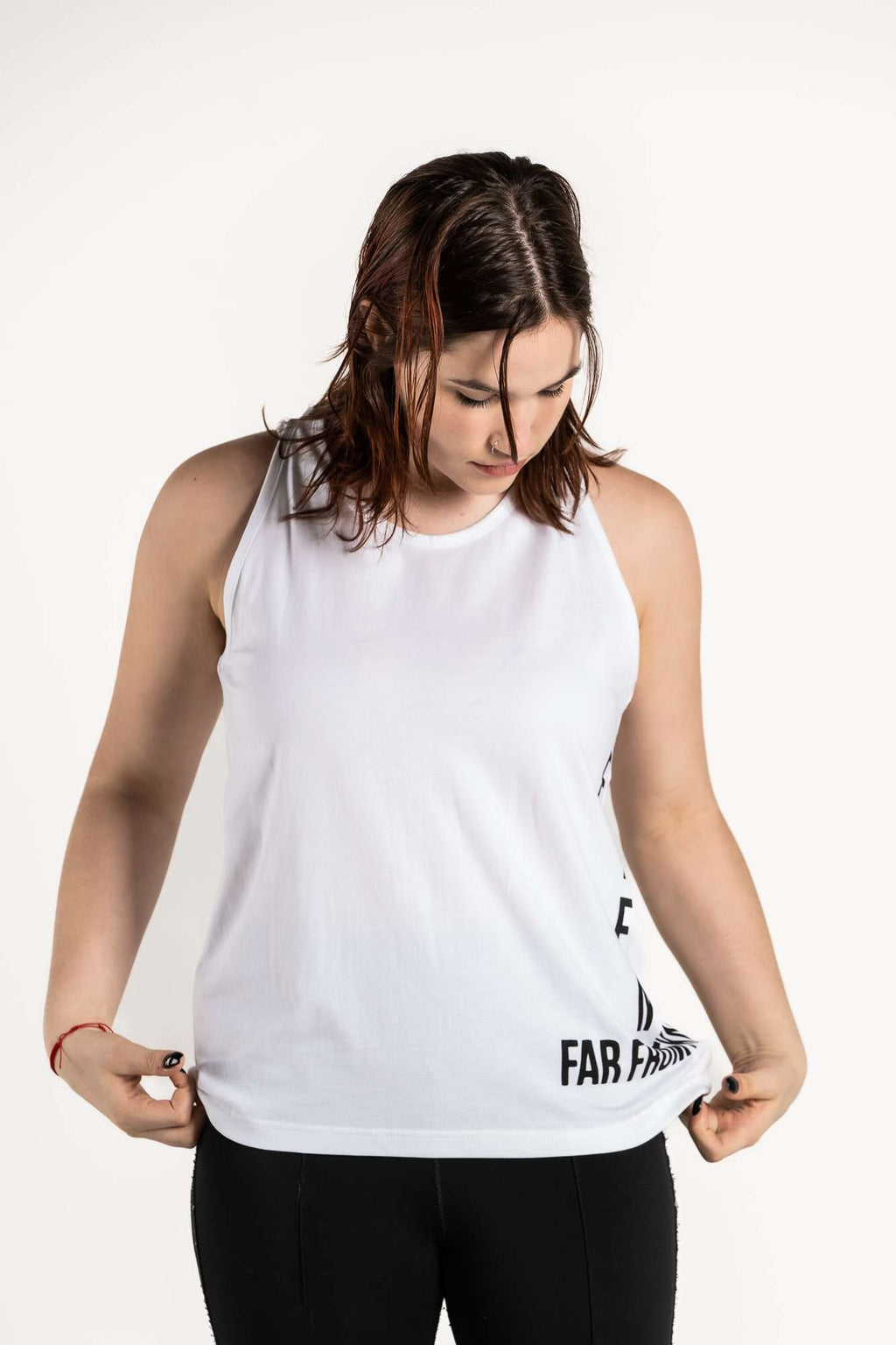 White :: Unisex Side Logo Singlet