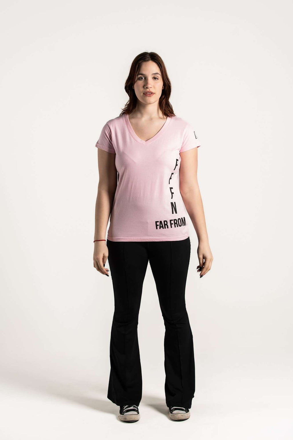 Ladies Love V-Neck Side Tee Pink