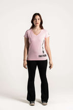 Ladies Love V-Neck Side Tee Pink