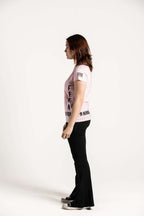 Pink :: Ladies V-Neck Side Logo T-Shirt