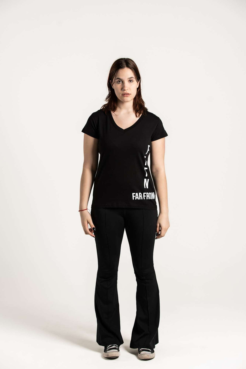 Ladies Love V-Neck Side Tee Black