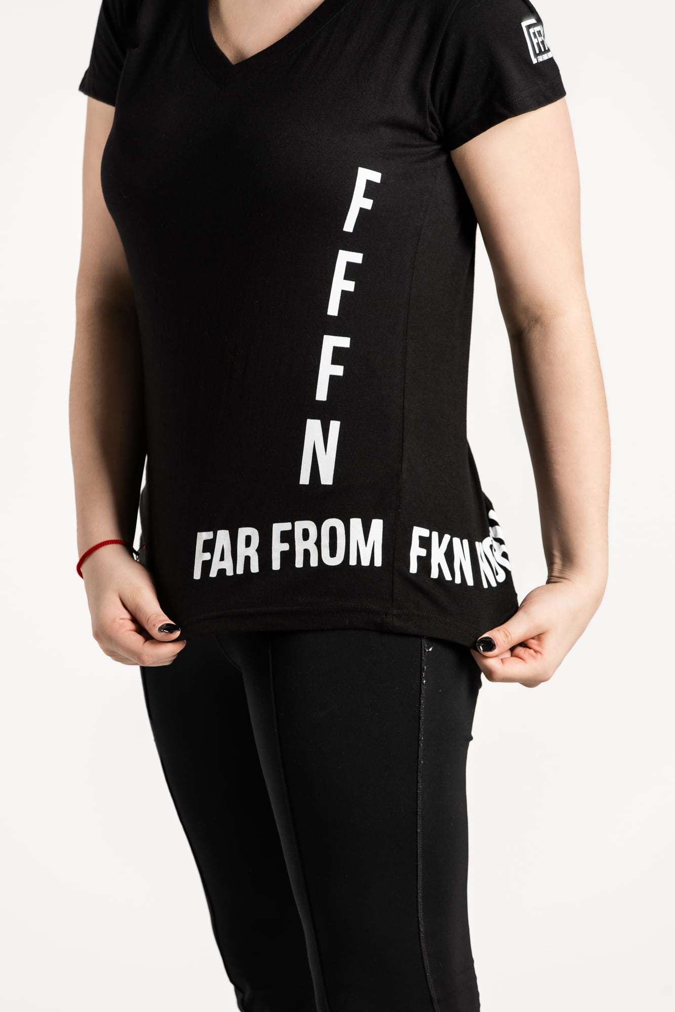 Ladies V-Neck Side Tee