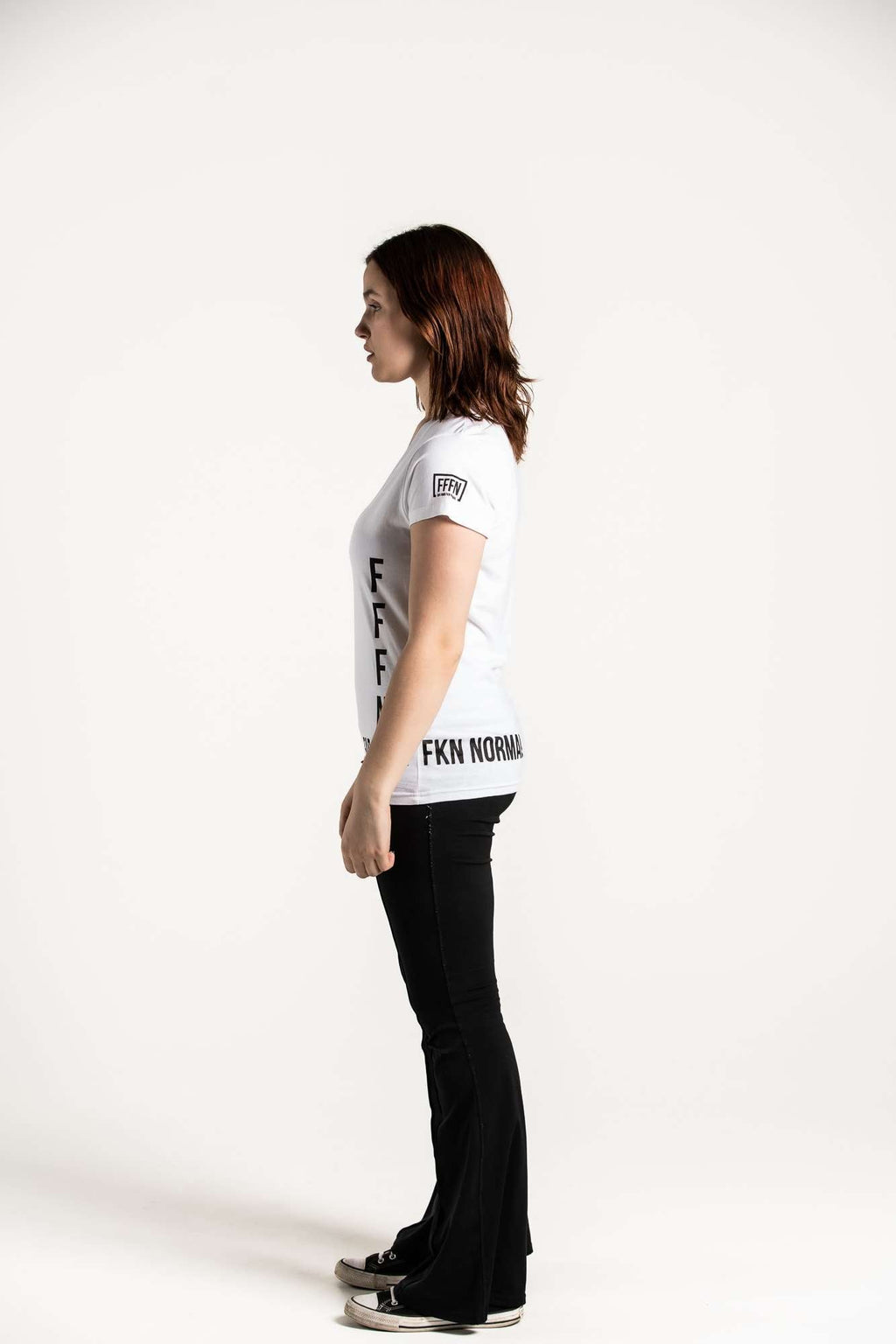 White :: Ladies V-Neck Side Logo T-Shirt
