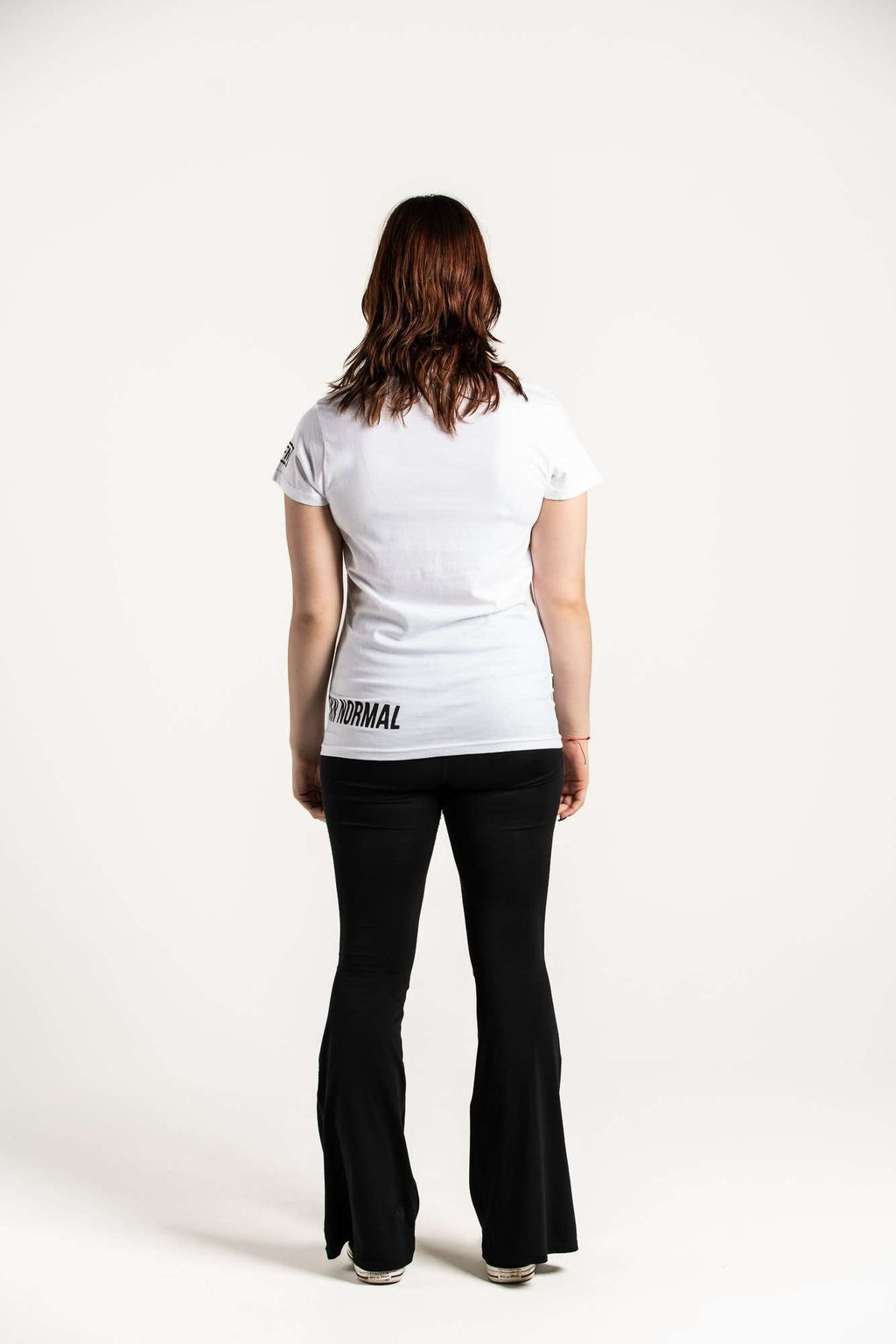 White :: Ladies V-Neck Side Logo T-Shirt