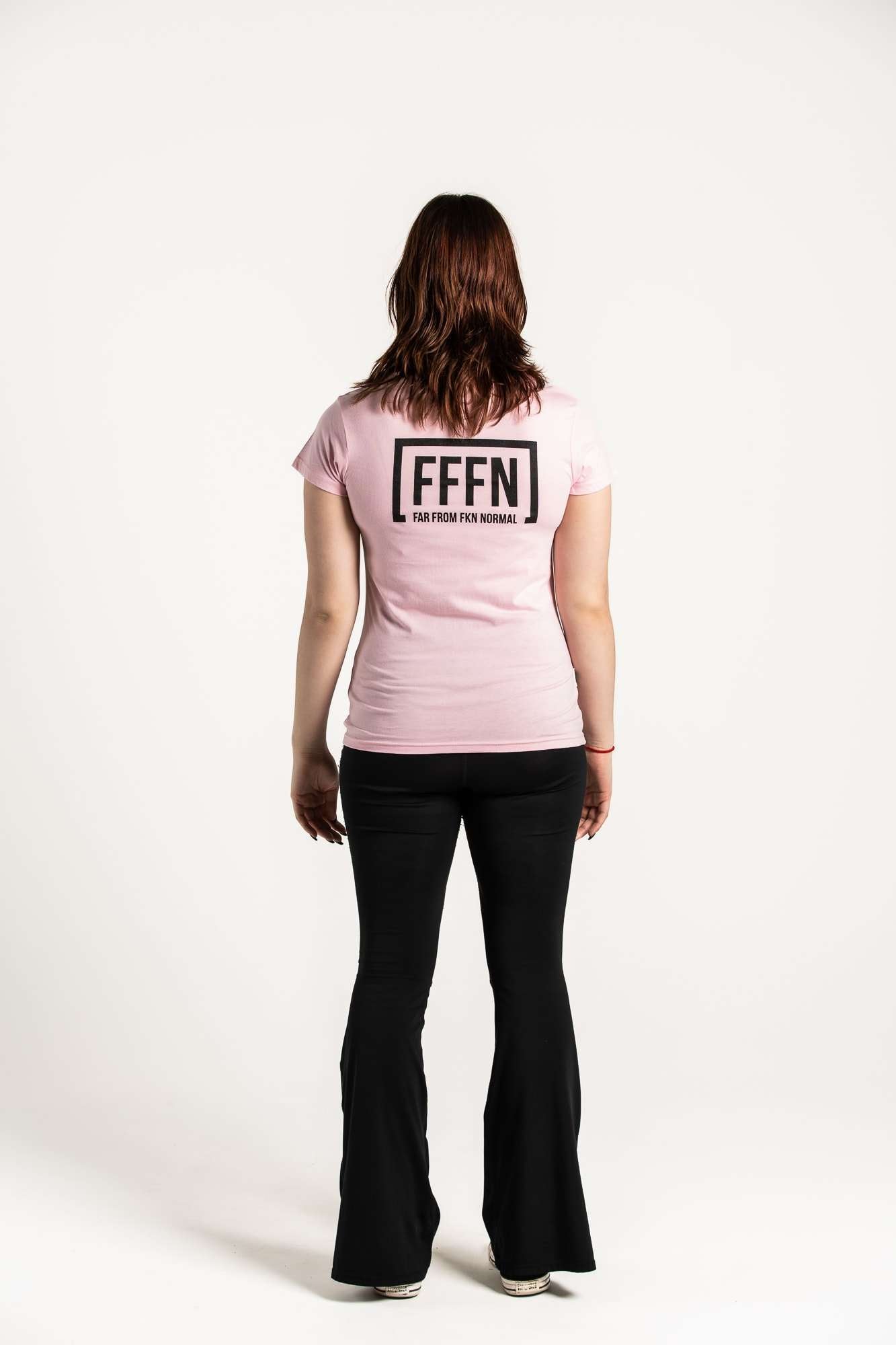 Pink :: Ladies V-Neck Rear Logo T-Shirt