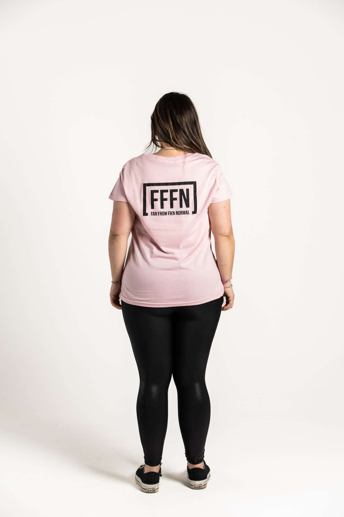 Pink :: Ladies V-Neck Rear Logo T-Shirt