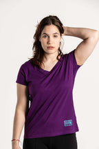 Purple :: Ladies V-Neck Rear Logo T-Shirt