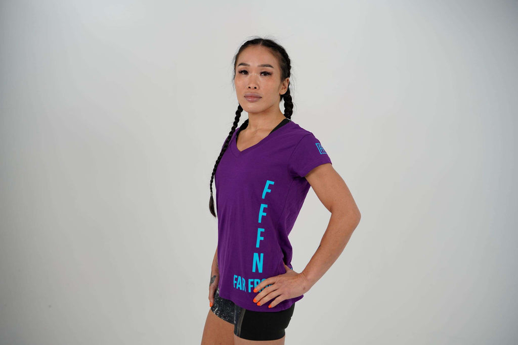 Purple :: Ladies V-Neck Side Logo T-Shirt