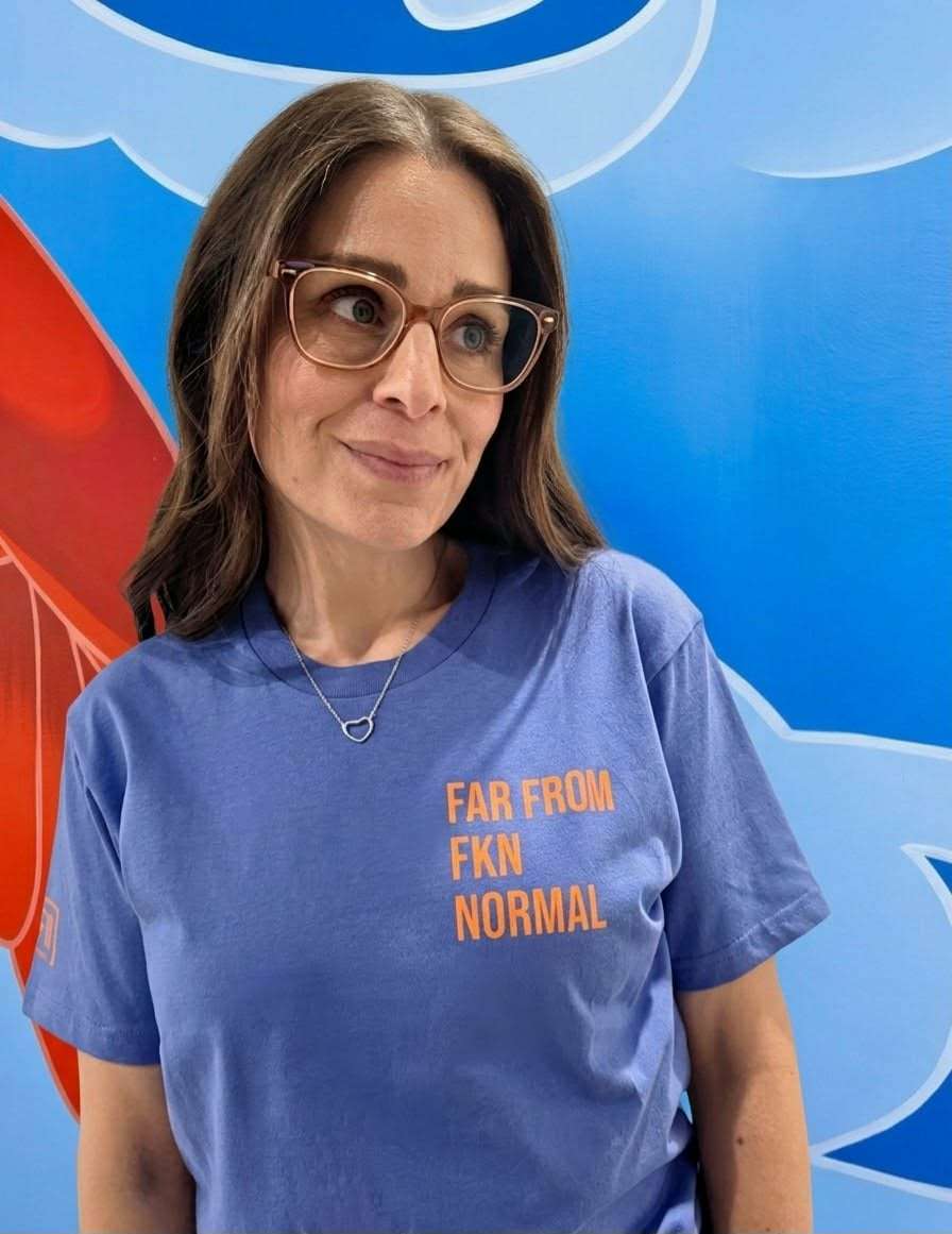 Unisex Aegean Blue T-shirt on model [model:female]