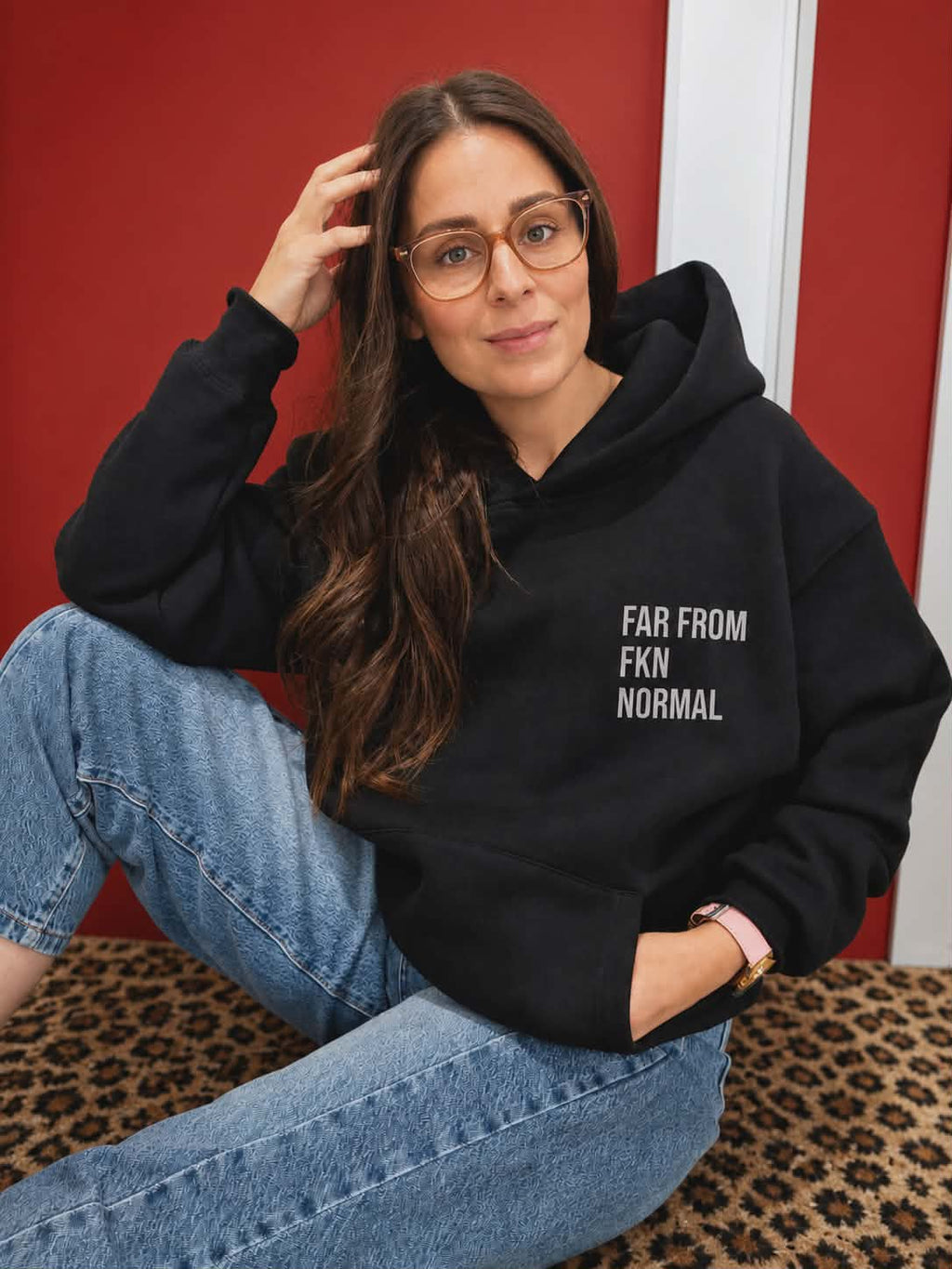 Midnight Stack Hoodie on model [model:female]