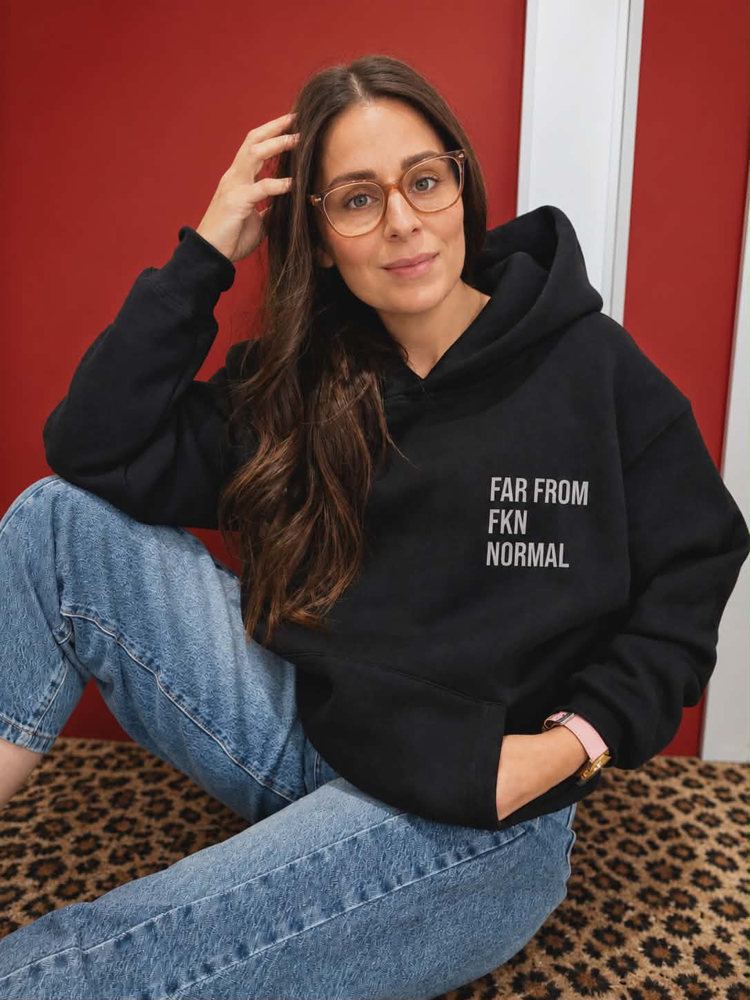 Midnight Stack Hoodie on model
