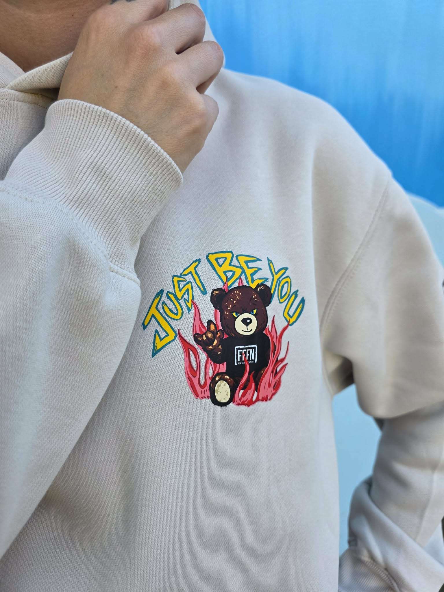 Limited Edition - Rhodes the Bear Hoodie on model