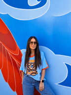 Limited Edition. Unisex Electric Roar Oversized Jersey on model [model:female]